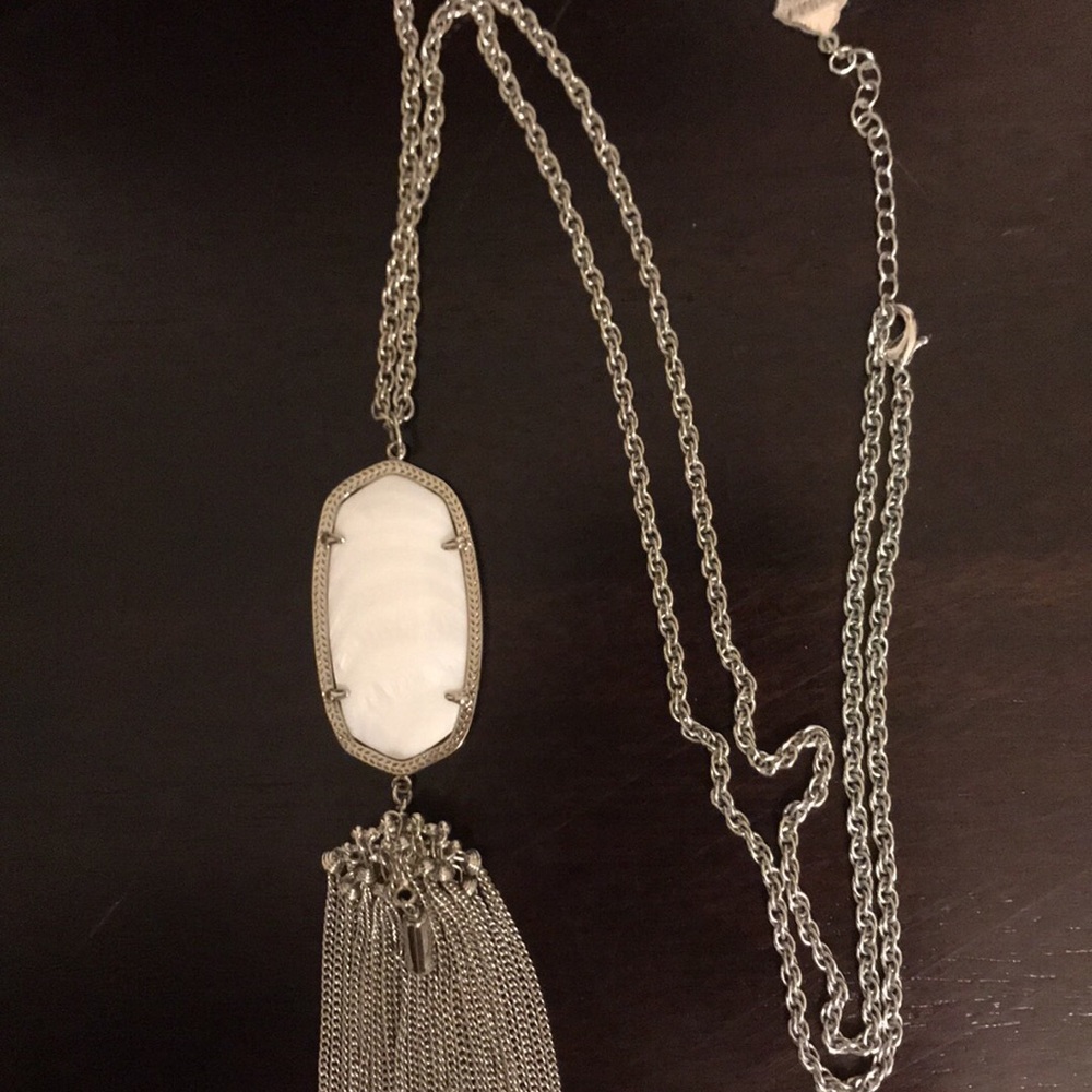 Kendra Scott pearl white and silver necklace